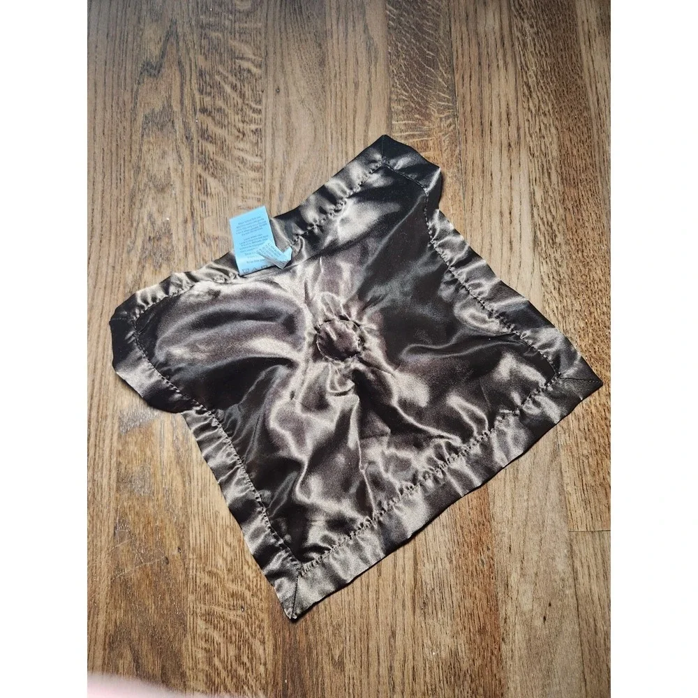 Garanimals Monkey Diamond Print Baby Blanket Cream Brown Orange Aqua Satin Lovey